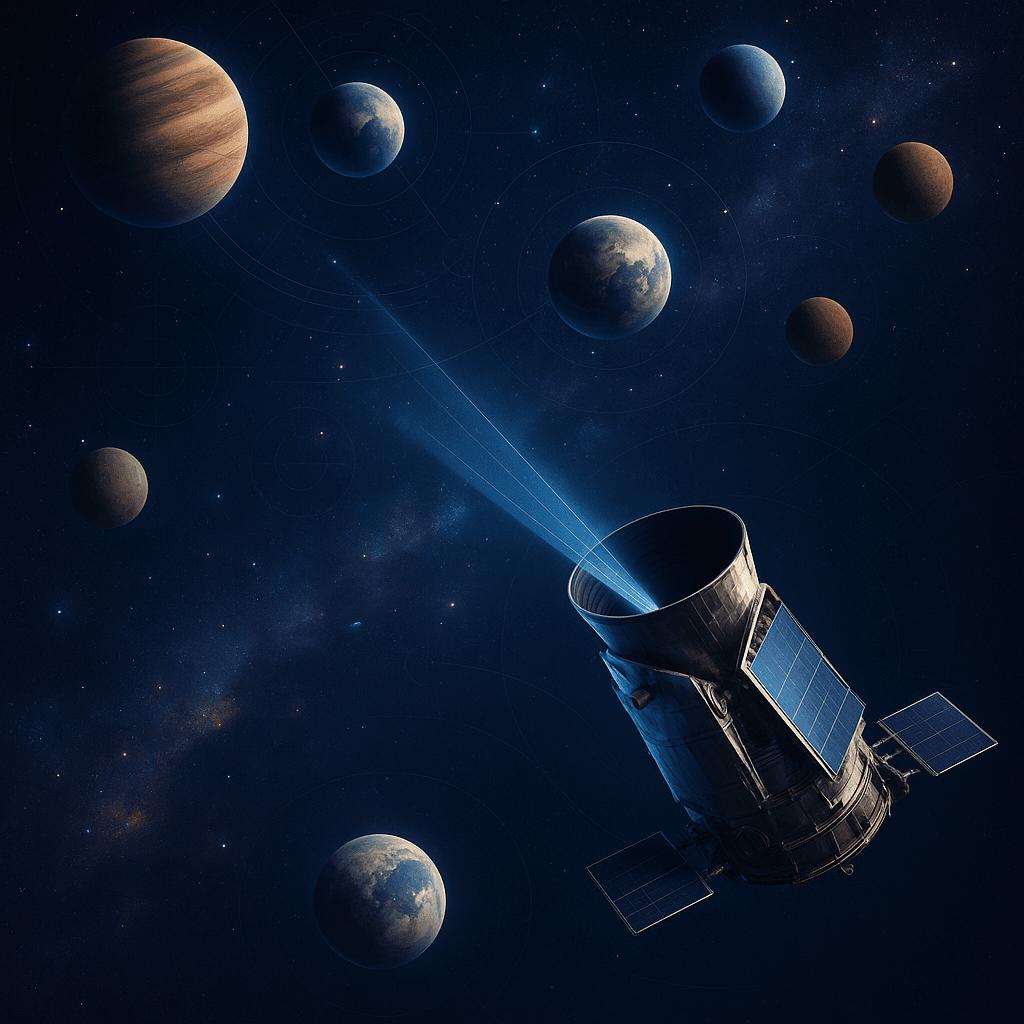 Space Telescope Searching Exoplanets for Signs of Life Beyond Earth Illustration