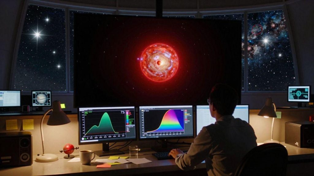 Exoplanet Observation Methods Using Space Telescope and Spectral Analysis Illustration