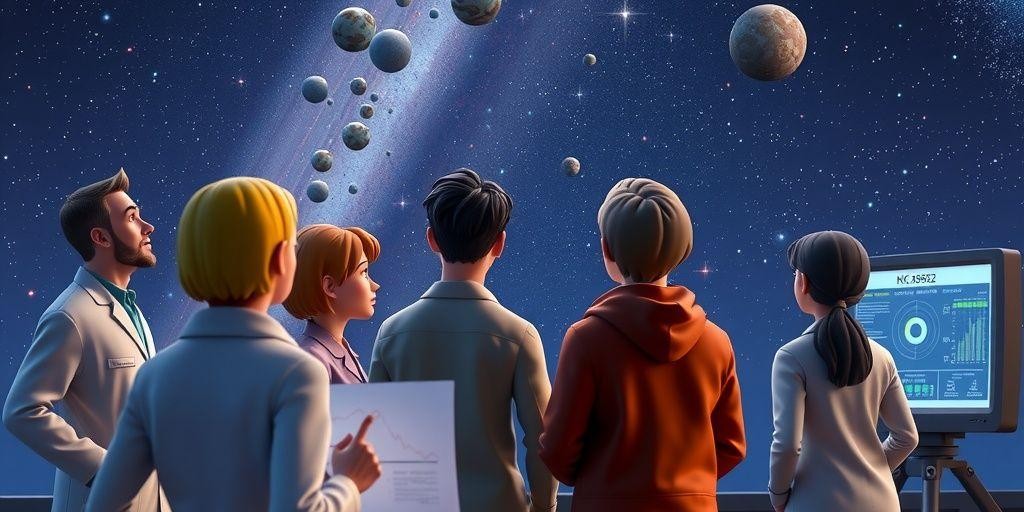 Beginner Astrobiology Space Science Illustration Showing Planets Stars and Life Detection Concept
