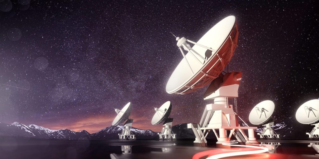 Modern Space Telescope Searching for Alien Life and Exoplanet Biosignatures Illustration